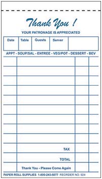 Guest Checks - 2-part booked - 924