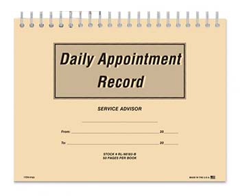 Daily appointment record book - spiral bound (form rl-98183-b)