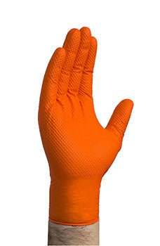 Powder & latex free premium heavy duty orange nitrile gloves