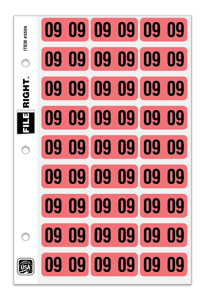 File Right™ Brand - 09 Year Labels