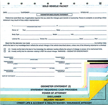 Truform™ brand - "sold vehicle" combination form - form sv-8