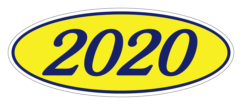 Oval year window stickers