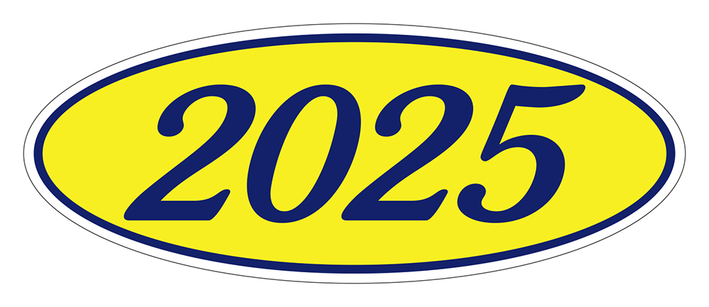 Oval year window stickers