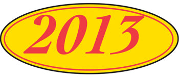 Oval year window stickers
