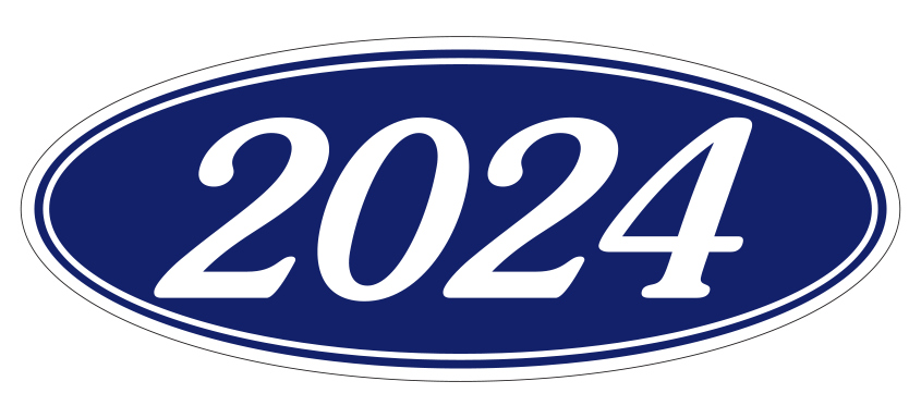 Oval year window stickers
