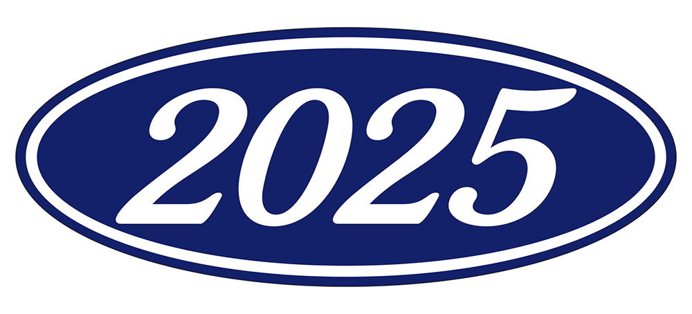 Oval year window stickers