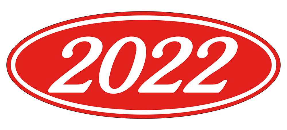 Oval year window stickers