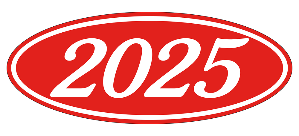 Oval year window stickers