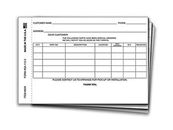 TruForm™ Brand - special parts order - form sa-112-3