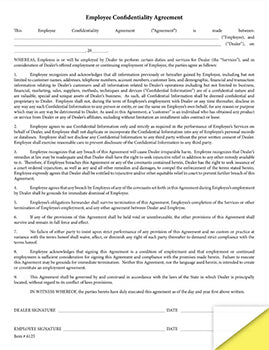 Truform™ brand - employee confidentiality agreement