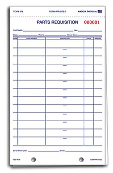 Truform™ brand - parts requistion - form pr-8178-2