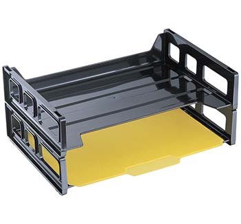 Stackable plastic desk tray