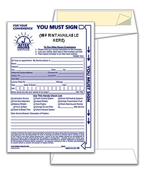 Standard night drop (after hours) envelope custom imprinted with peel strip