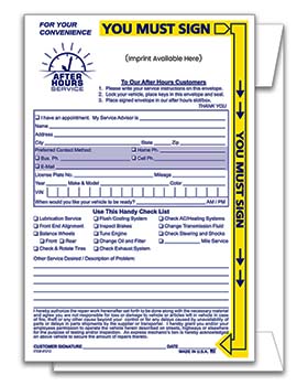 Yellow highlight night drop (after hours) envelope - custom imprinted