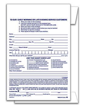 Standard night drop (after hours) envelope - plain