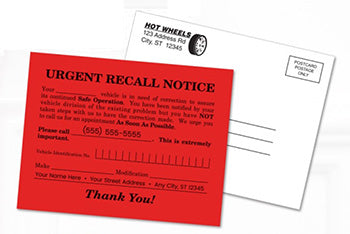 Urgent recall notice - custom imprinted