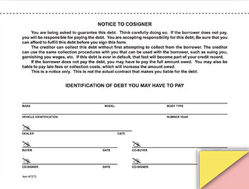 Notice to cosigner