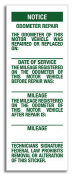Odometer repair label - form orl