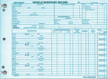 Vehicle inventory records - form dsa-542-85
