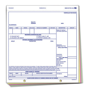 Truform™ brand - vehicle invoice - form 6131-4