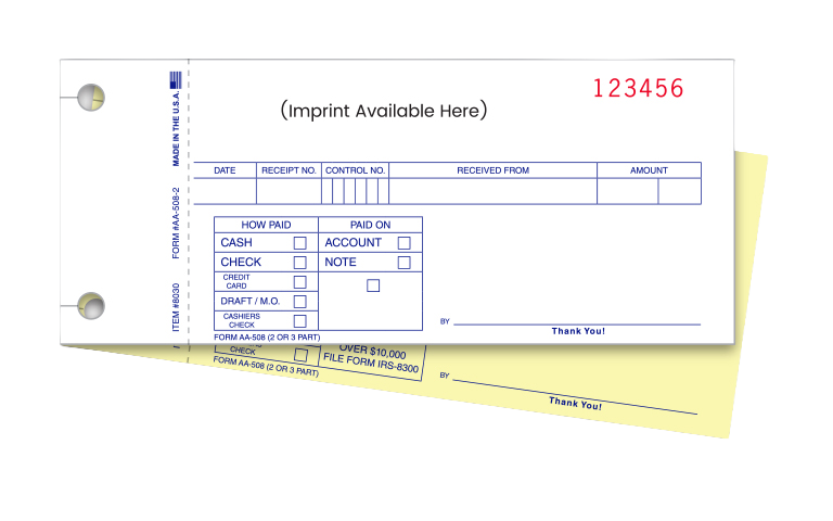 Cash receipts - imprinted - form aa-508-2