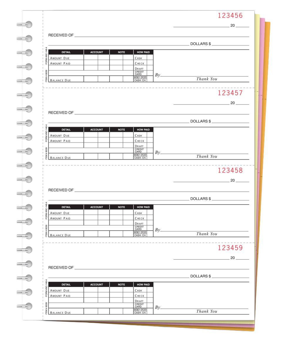 Cash receipts books - plain - form nc-146-4