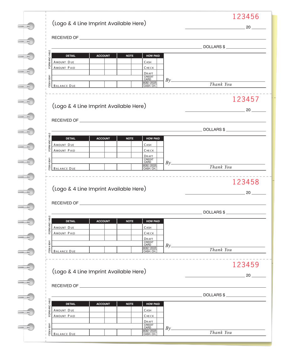 Cash receipts books - imprinted - form nc-146-2