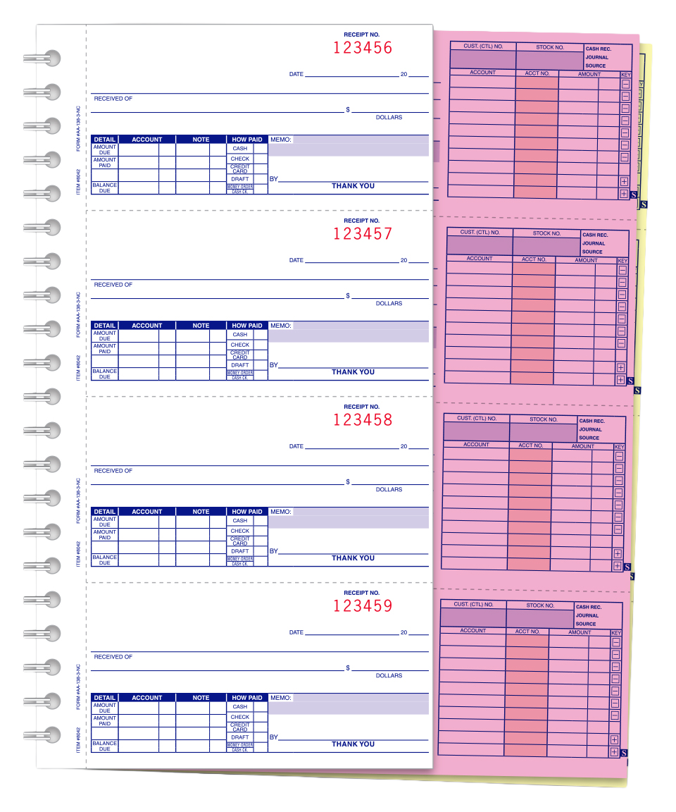 Cash receipts books - plain - form aa-138nc-1s2l