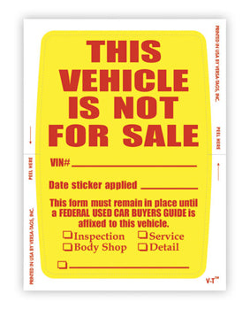 Vehicle not for sale sticker