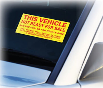 Vehicle not ready for sale sticker