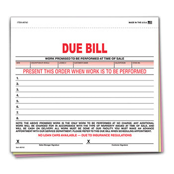 Due bill - 3-part - plain