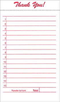 1-part tag guest check