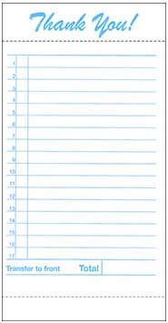 Guest Checks - 1-part book paper - SP-609