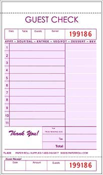 3-part guest check