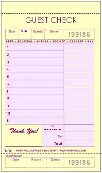 3-part guest check