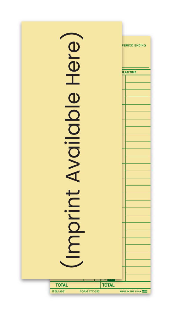 Time clock cards - manual style custom - imprinted