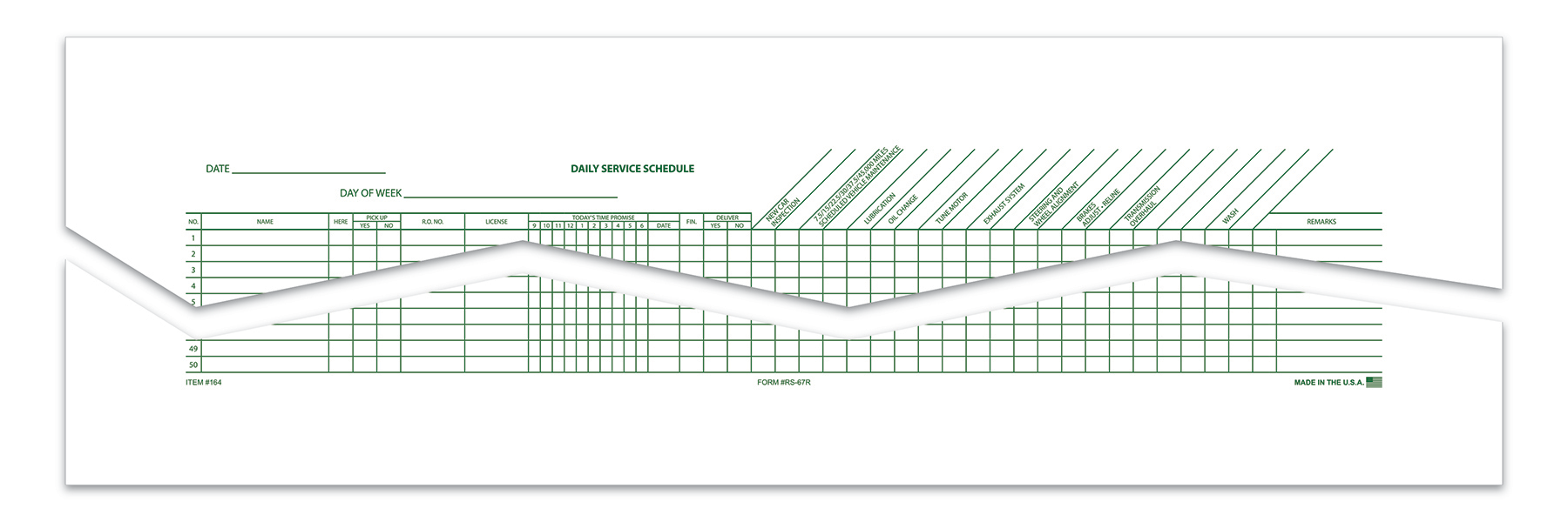 Daily service schedule (form rs67r)