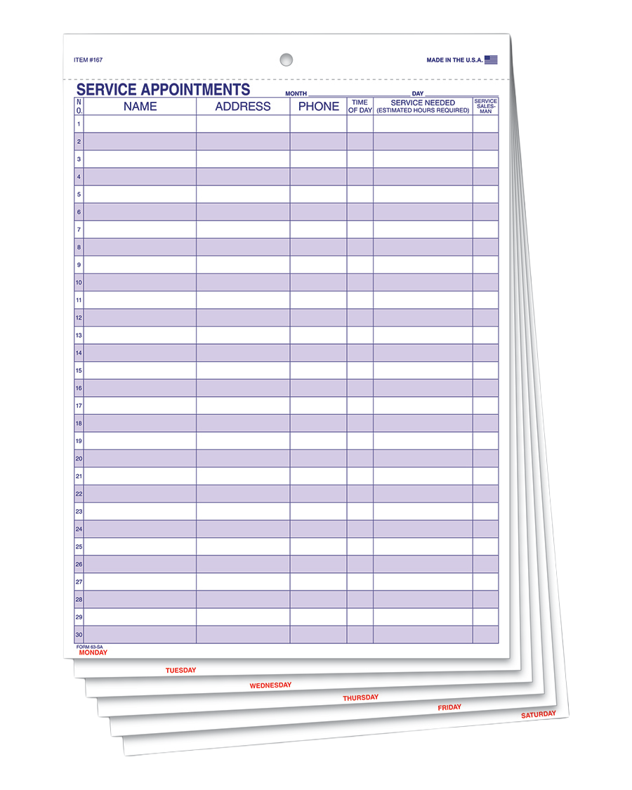 Weekly route sheets (form 63-sa)