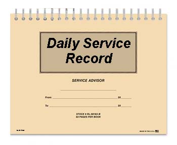 Daily service record book - spiral bound (form dsr)