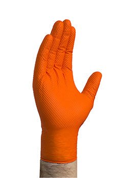 Powder & latex free premium heavy duty orange nitrile gloves