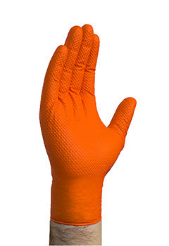 Powder & latex free premium heavy duty orange nitrile gloves