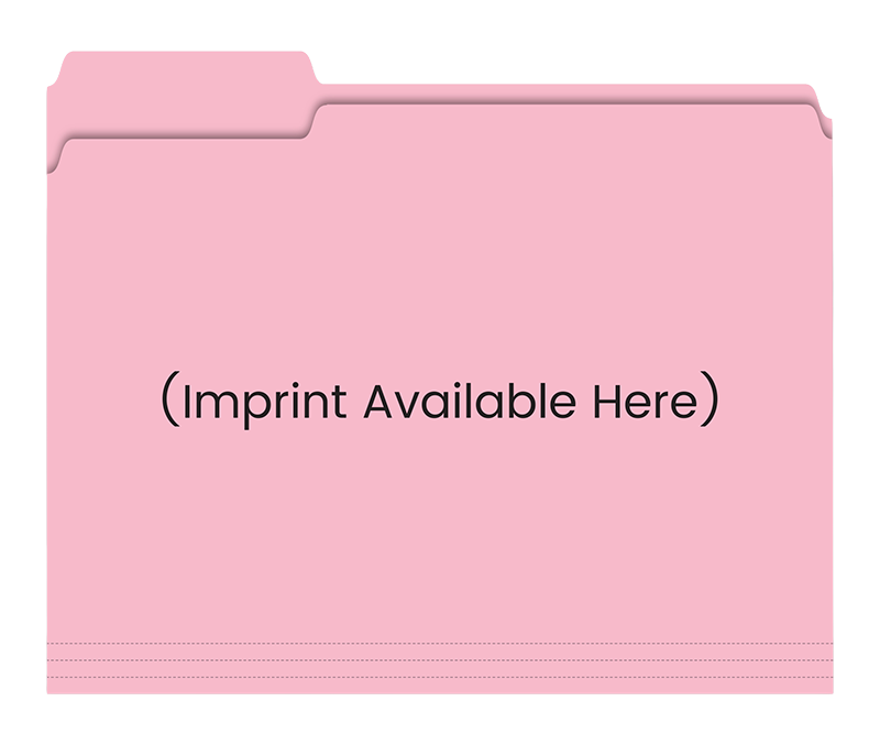 Filerite Brand - 3 Tab File Folders - Custom Imprinted - Pink