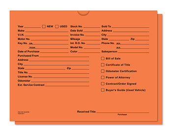 File right brand™ - printed vehicle deal envelopes - form dsa-546
