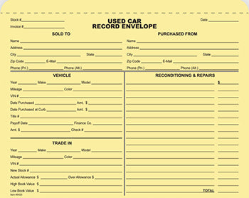 File rite™ brand - used car record record jacket