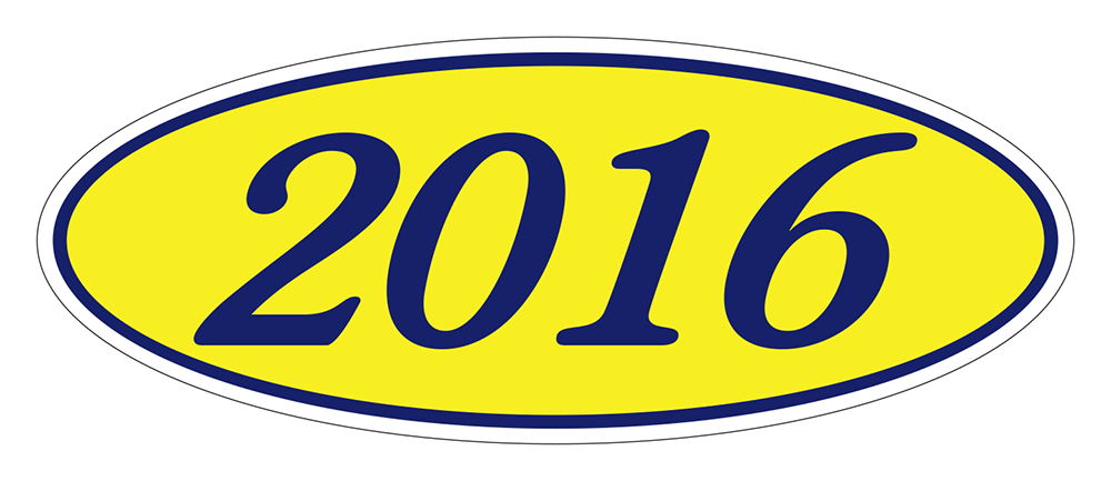 Oval year window stickers