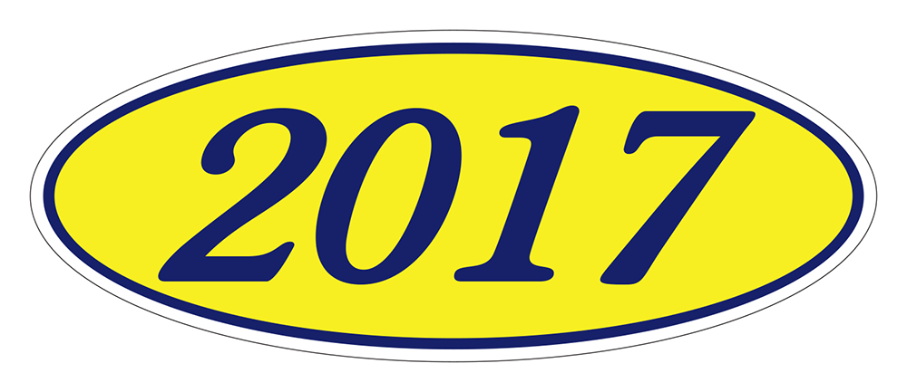 Oval year window stickers