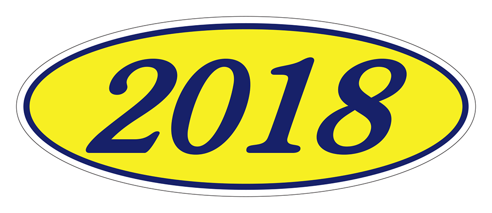 Oval year window stickers