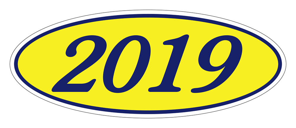 Oval year window stickers