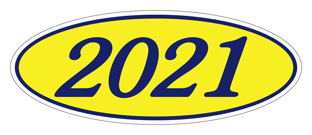 Oval year window stickers