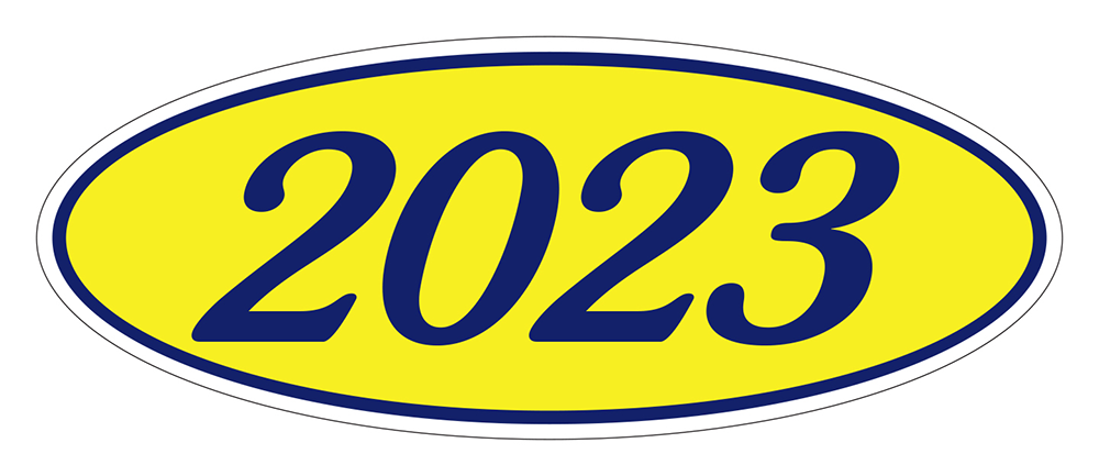 Oval year window stickers